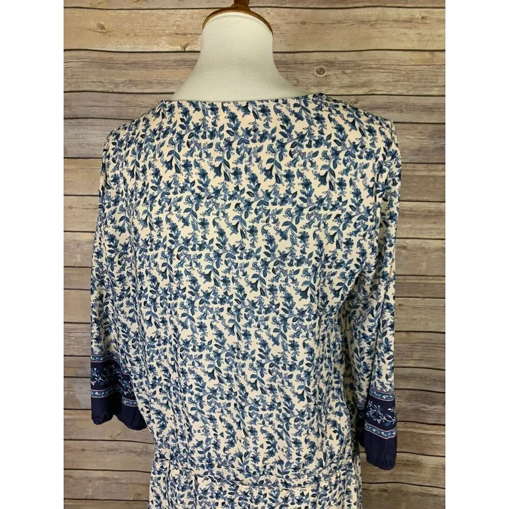 Prato Womens Dress Size 2 Tie Waist Floral Border - Picture 6 of 8